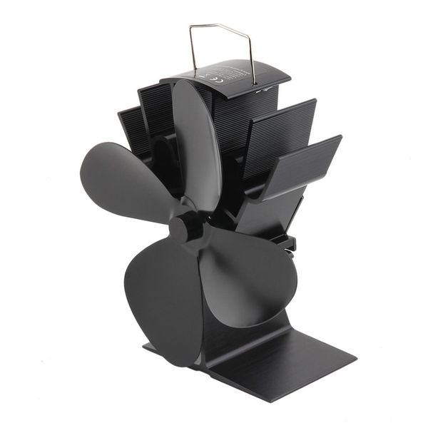 

durable 4 blades aluminum black heat powered stove fan fuel saving stove fan eco-friendly wood burner quality
