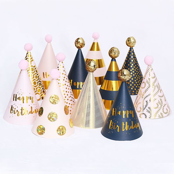 

1pcs happy birthday party hats polka dot diy cute handmade cap crown shower baby decoration gifts supplie