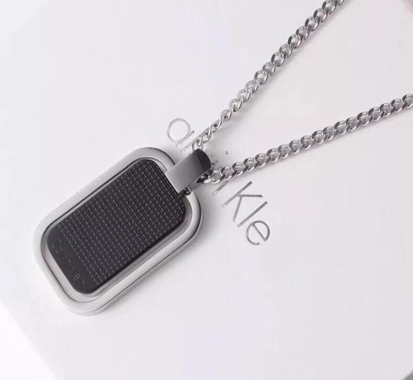 

new men's titanium steel necklace simple and versatile student trend square brand necklace jewelry, Silver