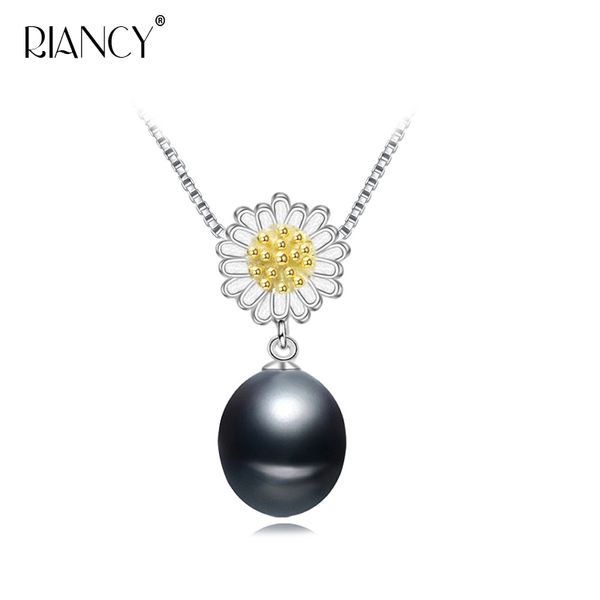 

fashion natural freshwater 8-9mm black pearl pendant for women wedding jewelry classic simple pearl jewelry, Silver