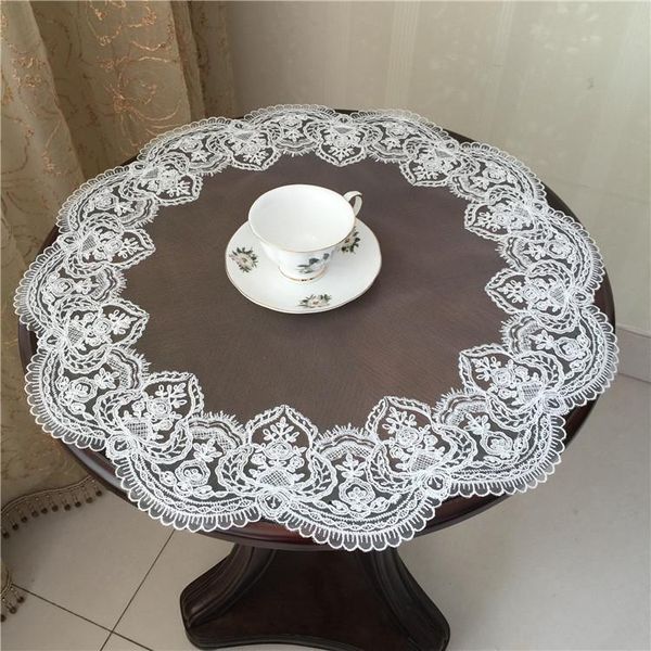 

circle lace handmade beaded fabric table cloth transparent tablecloth cover towel balcony doilies wedding banquet decor