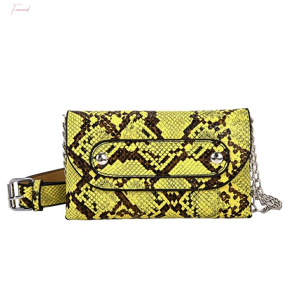 

summer new fashion womens outdoor color snake zipper messenger bag sports chest pockets hand bag square