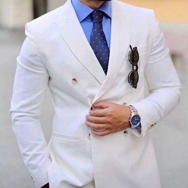 

white double breasted wedding groom tuxedos for evening party men suits peaked lapel blazer two piece jacket pants, Black;gray