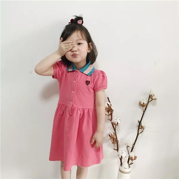 

special offer in stock summer girl dress cute pink dress short-sleeved girls clothes, Red;yellow