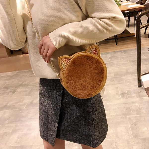 

женщины маленькая сумка женский прилив милый мультфильм сумка-мессенджер дикий плюшевый посланник шикарная цепь tas wanita #jsw