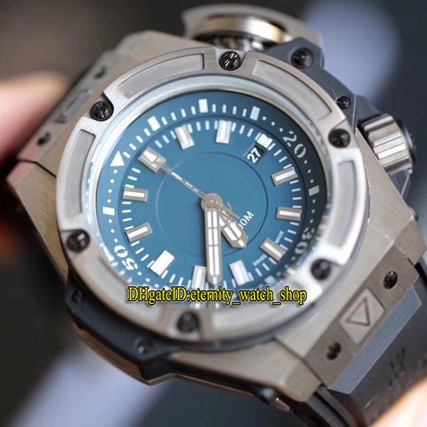 

version 48mm 731 5190 blue dial miyota automatic mechanical mens watch sapphire steel case rubber strap luxury designer sport watches, Slivery;brown