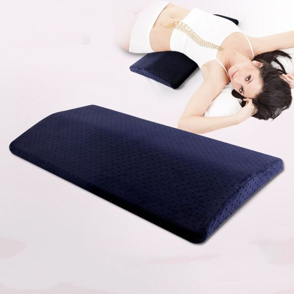

1 pc lumbar pillow velvet fabric memory foam knitted lining breathable supporting waist protect the spine multifunctional pillow