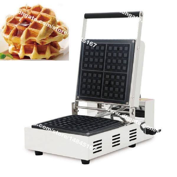 Spedizione Gratuita Uso Commerciale Antiaderente 110 v 220 v Elettrico 4 fette Quadrato belga Liegi Waffle Maker Baker Macchina Ferro