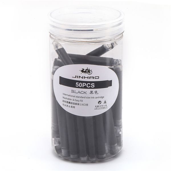 

50pcs color ink cartridge set for fountain pen jinhao 2.6mm universal standard refill stationery office school writing f612