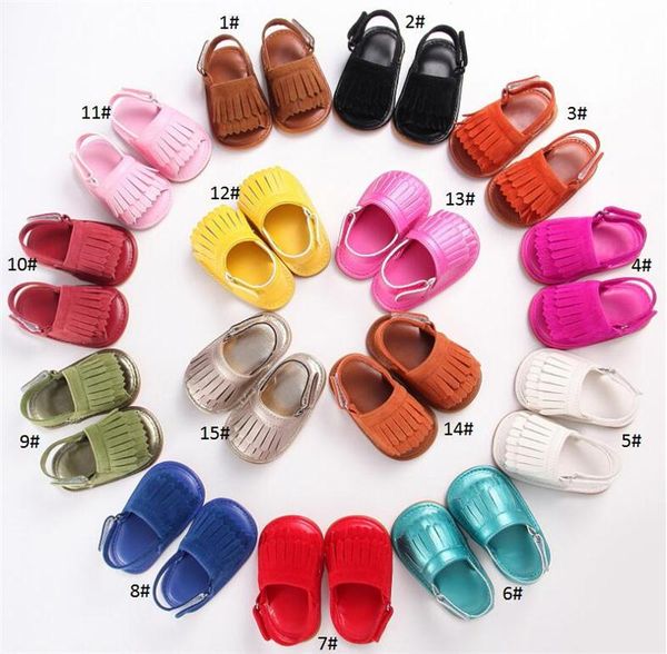 

детские сандалии кисточкой first walker обувь скольжение дети девушки летние сандалии infant мягкая soled анти дети обувь 15 цветов, Black;red