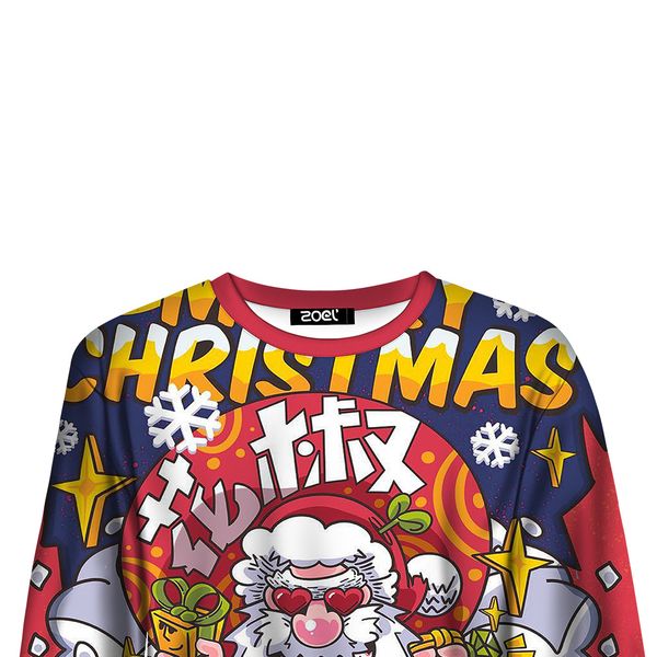 

2018 autumn and winter new style spoof pepper santa claus crew neck loose-fit hoodie wy1873, Black