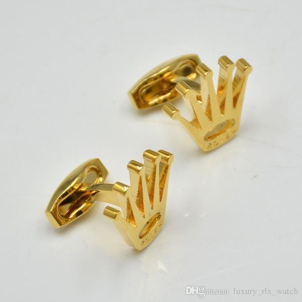 

luxury rlx branding man shirt cufflinks golden / silver / rose gold / gray copper stamping cuff button as men wedding wear jewelry cuff link