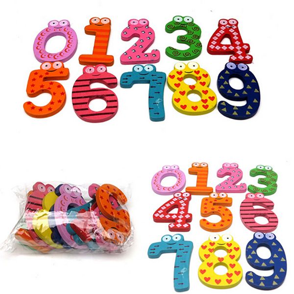 

10pcs/set cartoon cute wooden number fridge magnet math for children early learning educational gift toy refrigerator sticker
