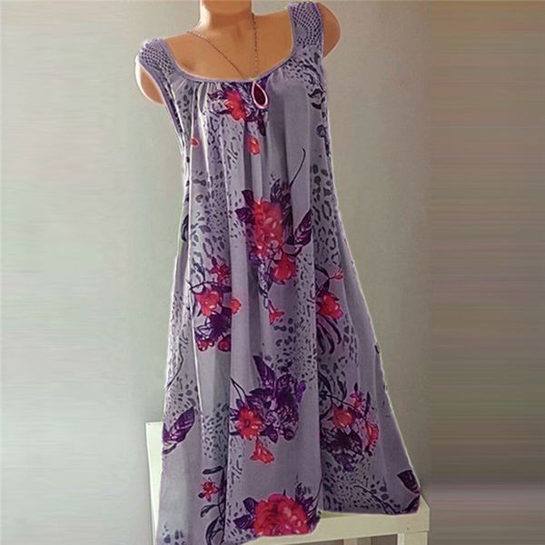 

casual dresses women dress tank beach summer elegant vintage retro ladies fashion printed lace sleeveless femme vestido, Black;gray