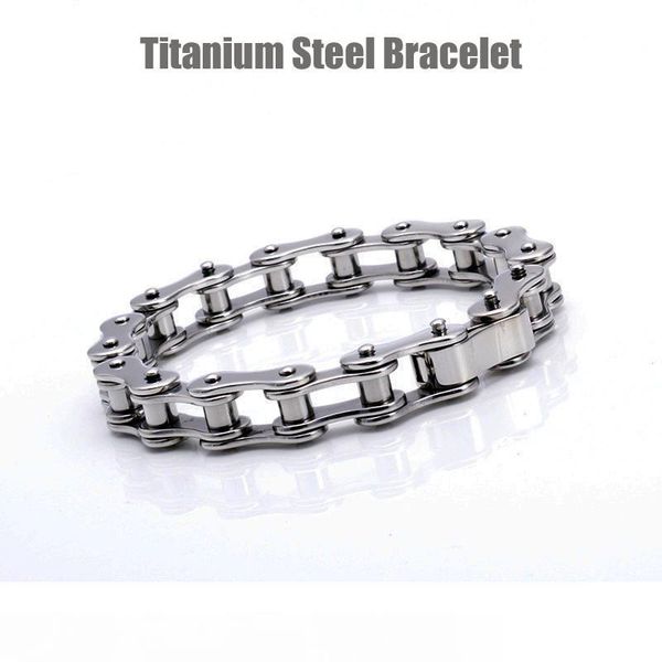

titanium steel biker bicycle motorcycle chains invisible safety buckle bracelet wristbands brace lace male trendy jewelry boys accessories, Black