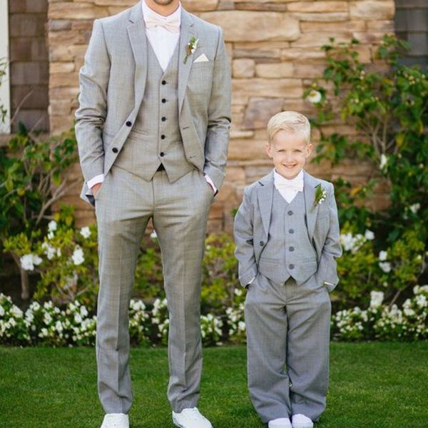 

gray ring bearer boy suits 2020 shawl lapel slim fit kids wedding tuxedos for boy three piece suits (jacket+pants+vest) y818, Black