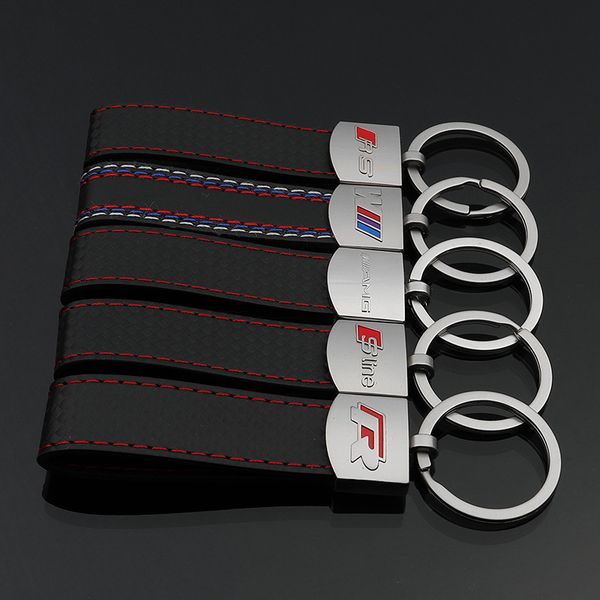 

2 шт 3d металл кожа автомобиля логотип брелок брелок брелок авто автомобиль брелок держатель для bmw m3 audi sline rs volkswagen r mercedes, Silver