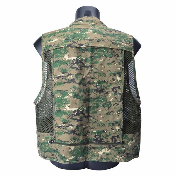 

plus size quick-drying camouflage hunting vests polyester mesh fishing life vest jacket multi-pocket outdoor pgraphy vest tactical vests, Black;green