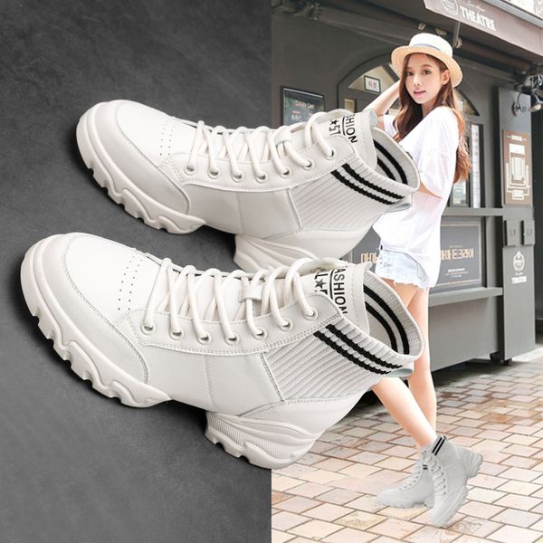 

boots women's 2019 british style autumn and winter short boots plus velvet net red thin cotton shoes children, Black