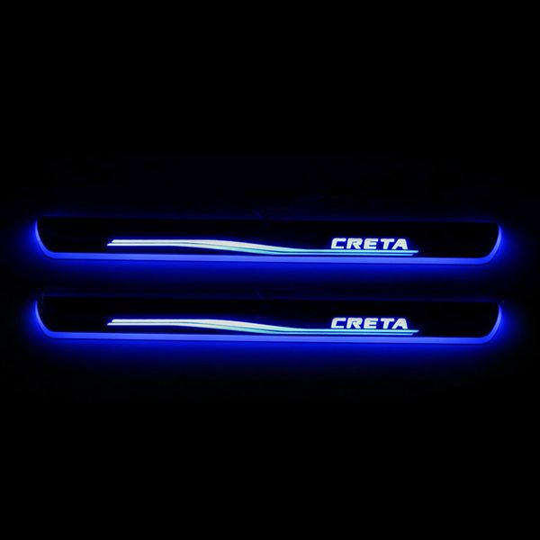 

for hyundai creta 2015 - 2019 2020 waterproof acrylic moving led welcome pedal car scuff plate door sill pathway light