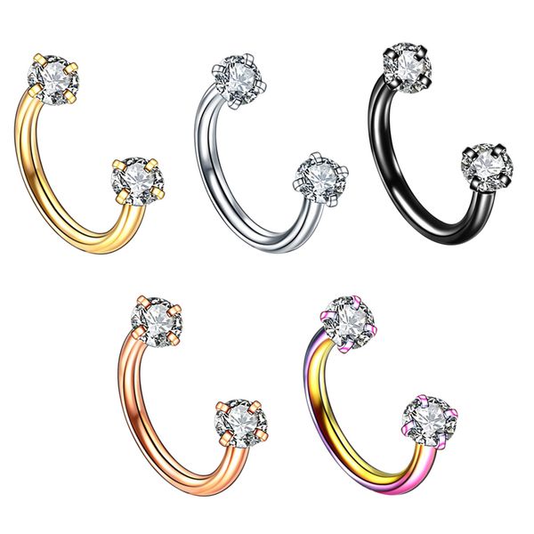 

5pcs stainless steel horseshoe ring nose earring eyebrow piercing jewelry, Slivery;golden