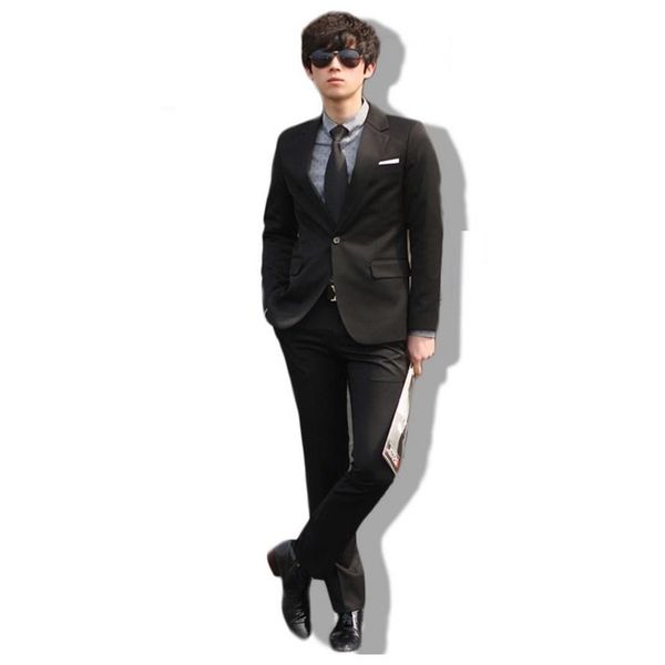 

2018 новый глубокий винный фиолетовый красный корейский стиль мода маленький костюм мужской жених платье, White;black