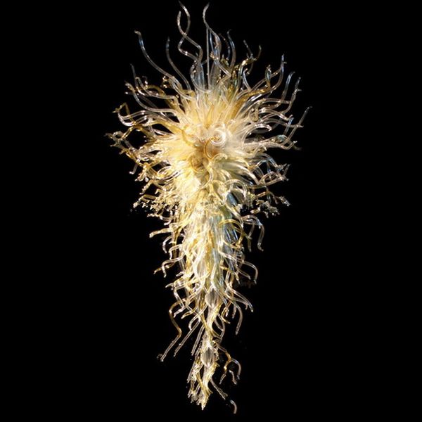 

l decor hand blown chandelier light european crystal long hanging chain led glass pendant lamps