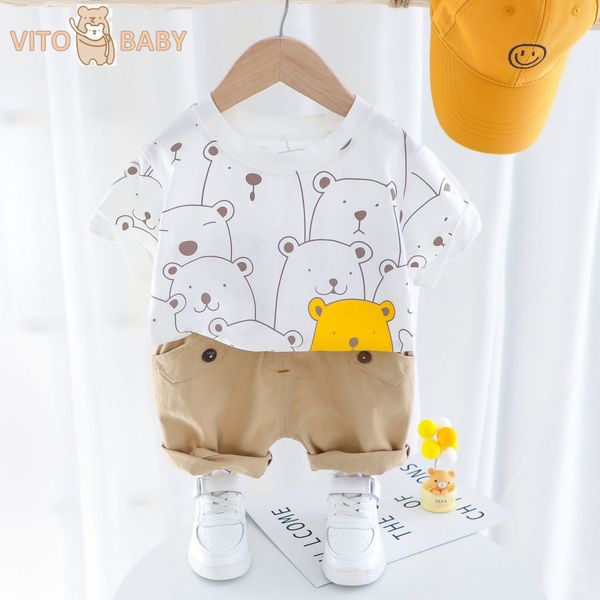 

2020 vito baby sets boys clothing summer short sleeve cartoon t shirt shorts infant children vacation clothes, Blue