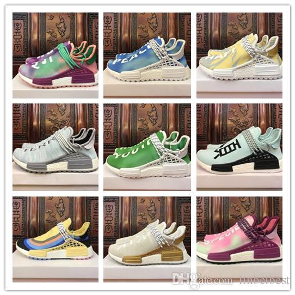 

2018 nmd human race hu trail pharrell williams happy new mens designer sports running shoes for men women casual trainers sneakers
