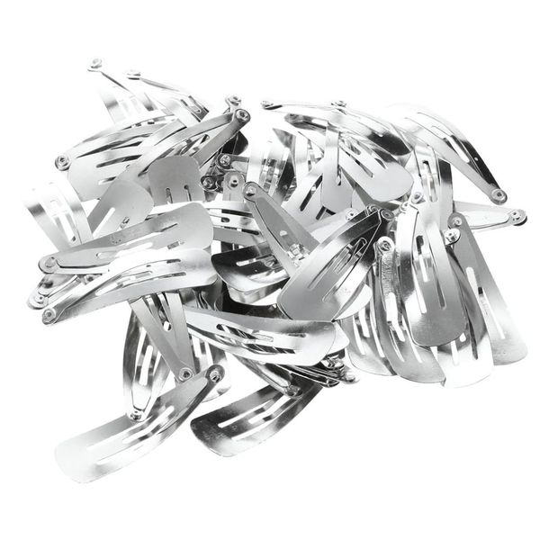 

lot of 50 silver tone snap hair clips 40mm craft bow