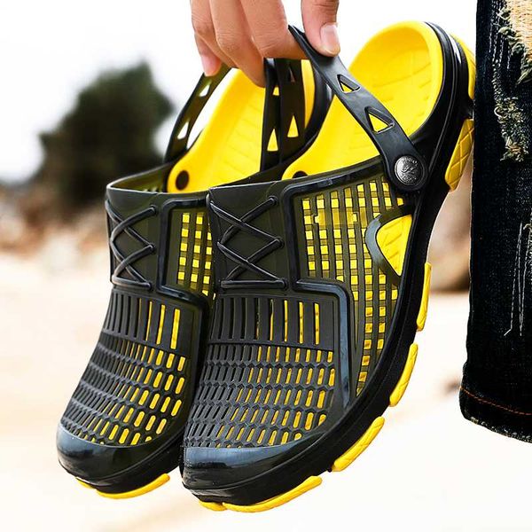 

breathable men sandals summer men shoes outdoor slippers beach sandals male casual shoes man comfort water flip flops, Black