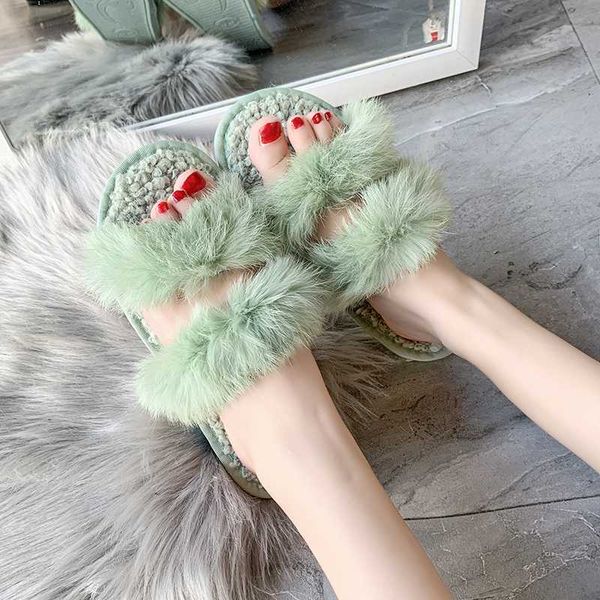 

women home slippers slides fluffy furry fur sandals woman outdoor slippers ladies flip flops flat sweet cute fuzzy plush shoes, Black