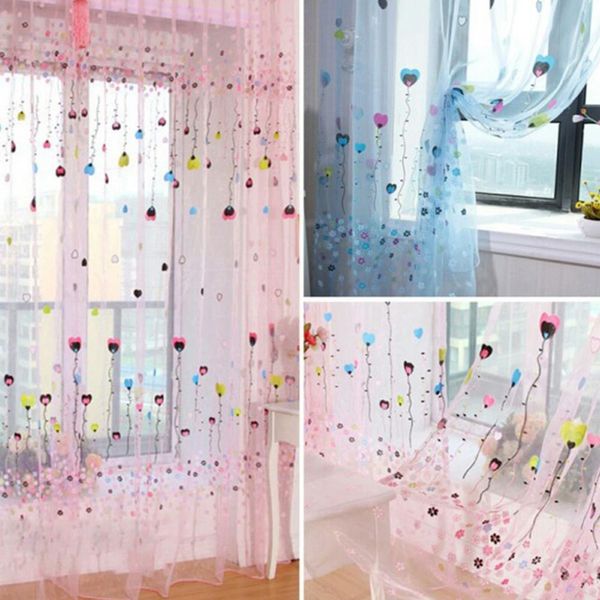 

hobbylane 1pc flying balloon tulle curtain window screening gauze drape balcony voile home unwashable (rod pocket version