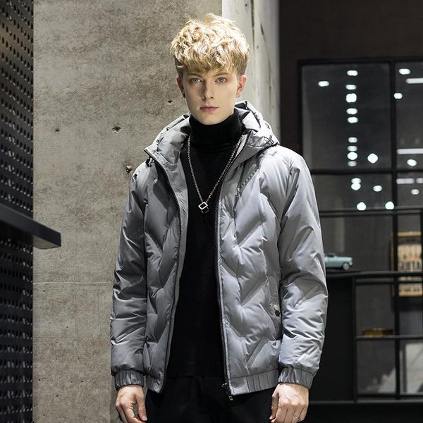 

новая мужская одежда зима 2019ins тренд новый капюшон простая мода 80 бархатная куртка мужчины теплый пуховик мужчины, Black