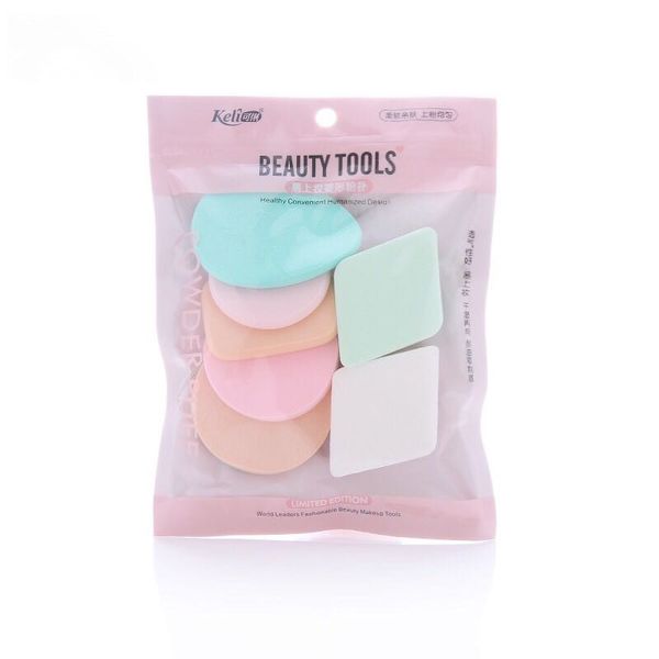 

7pcs cosmetic powder puff circular rectangular polychromatic combination suit dry-wet dual-purpose cosmetic sponge
