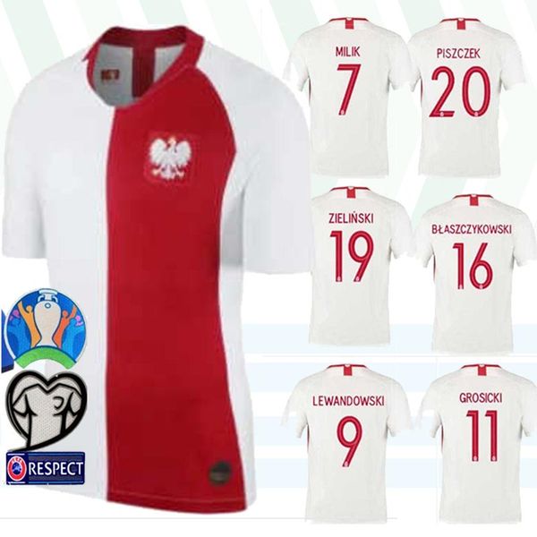 

19/20 poland special lewandowski grosicki edition100th anniversary european cup soccer jersey 2019milik piszczek football shirts uniform, Black;yellow