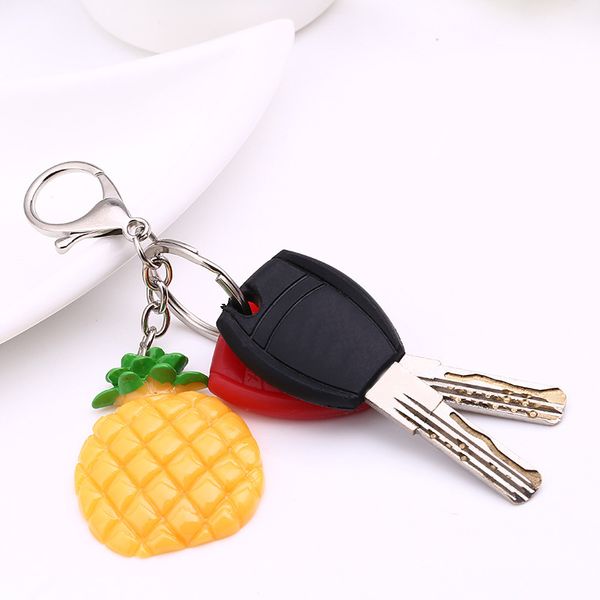 

2018 new arrival seaside cartoon korean 1pc gifts kiwi bag accessories orange fruit watermelon key chain allergy pineapple, Silver