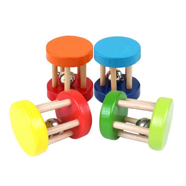

baby 1pcs montessori wooden cage rattles toy musical hand bell instruments shaking handbell toys intellectual educational toys