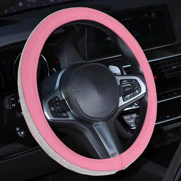 

girls ladies full rhinestone leather car steering wheel cover sleeve 38cm ca