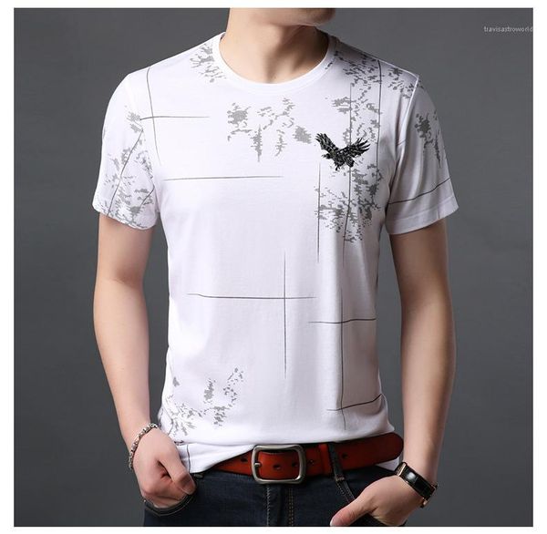 

crew neck mens fashion pullover casual tees designer solid color printed tshirts slim short sleeve, White;black