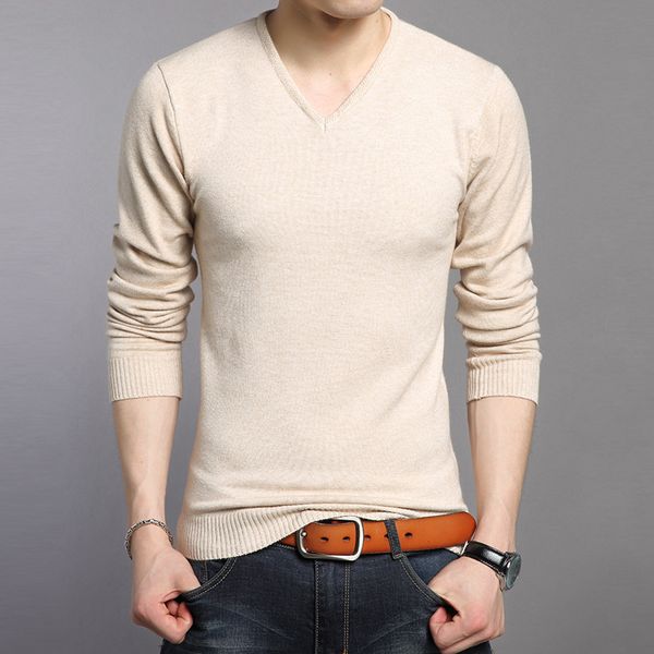 

new all-match knitted bottoming shirt soft warm cashmere sweater men brand clothing slim fit v-neck pullover men wool sweaters, White;black