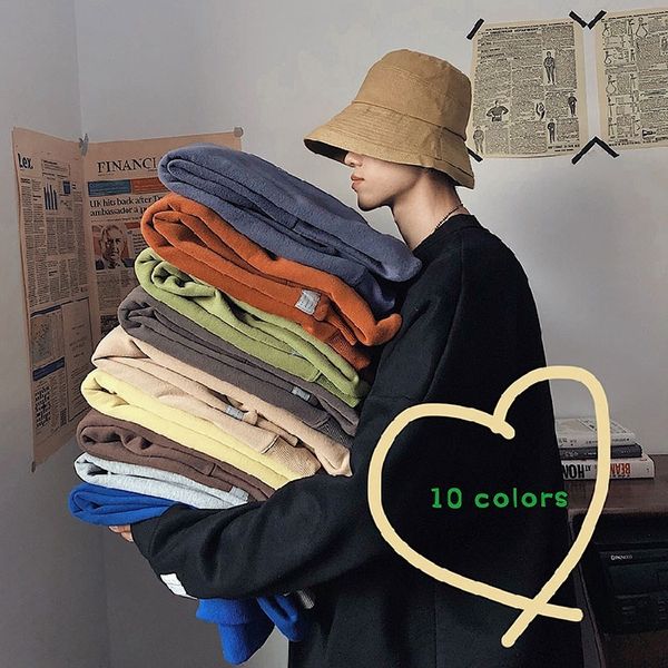 

velvet sweater no hat hip-hop loose trend students les handsome tins harajufeng men's velvet sweater men's no hat hip-hop loose tr, Black