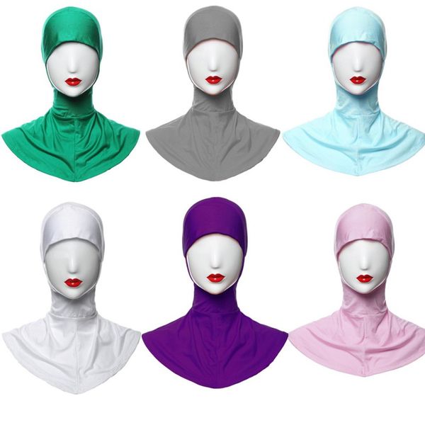 

muslim lady headscarf hijab scarf split long scarf collar bra islamic cap hood classic, Black