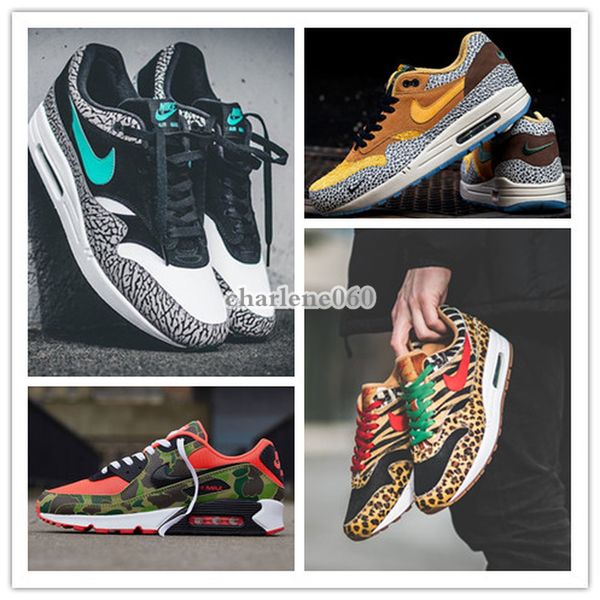 

2020 nike air max 90 atmos 1s 90s shoes trainers atmos animal pack 3.0 elephant bred print airmax 90 reverse duck camo sports designer sneak, Black