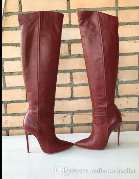 

2018 качество Красное дно каблуки сапоги женщины насосы Armurabotta 120 мм Красный натуральная кожа над коленом сапоги красная подошва Леди загрузки Зима Осень Весна