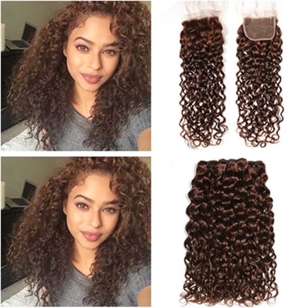 Chocolate Brown Malaysian Wet Wavy Human Hair Weave Bundles With