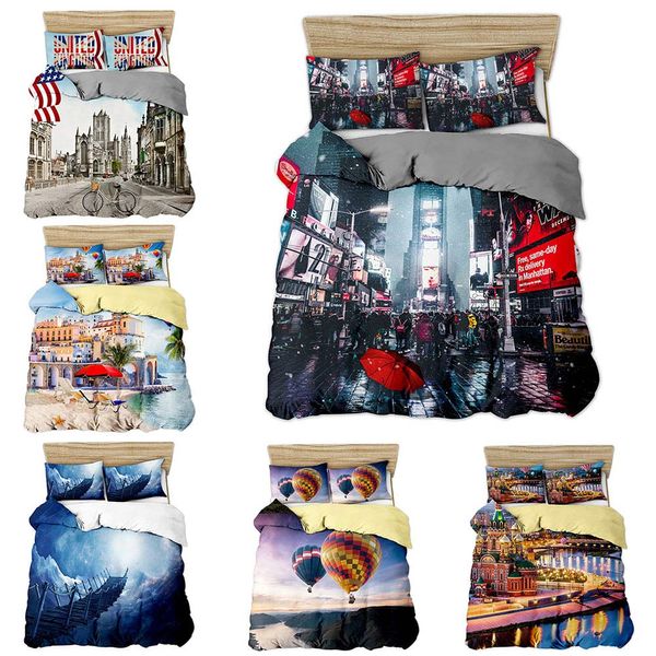 Urban Scenery 3d Bedding Increased Bedding Cover And Pillow Cover