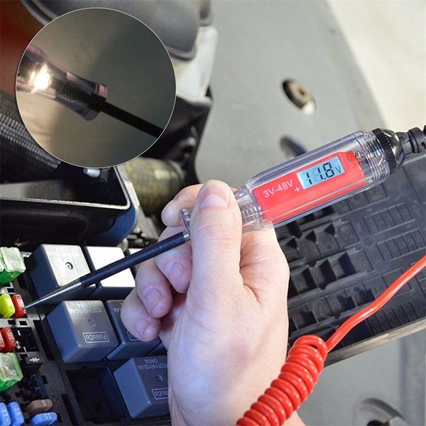 

3v-48v auto car light digital electric circuit lcd tester for car trailer rv snowmobile test diagnostic tools accessories