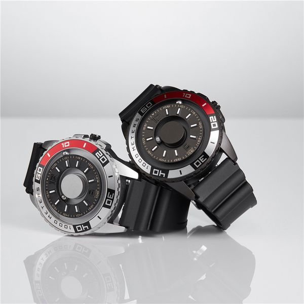 

creative design eutour magnetic metal men's pilot watch fashion sports multi-function blind touch men quartz watches canvas, Slivery;brown