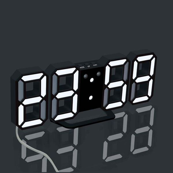 

3d led digital alarm clock snooze hanging wall clock 12/24 hour calendar for kids room bedroom desk home decoration